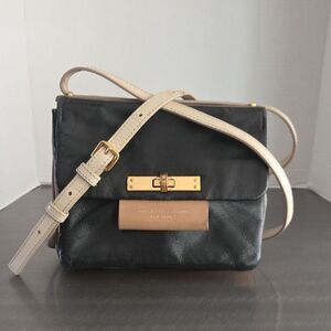 Marc by Marc Jacobs Crossbody Black Taupe Gray Lamb Leather Colorblock Bag